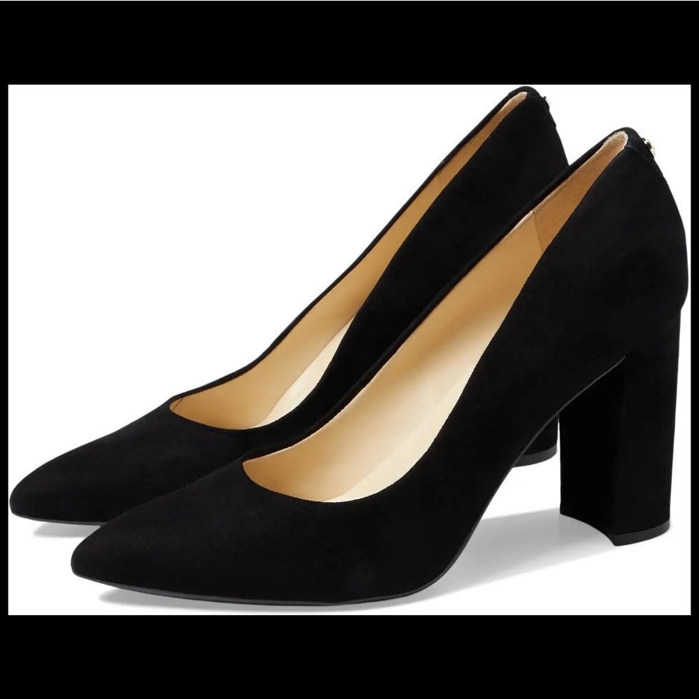 Nine West Black Suede Block Heel Pumps
